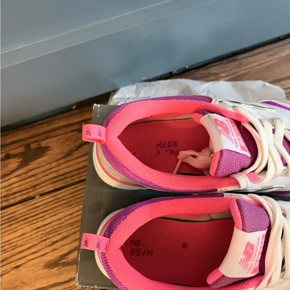 New Balance White Sneaker with Pink, Coral & Mint Accents - Picture 6 of 8